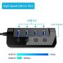 Powered USB Hub 3.0, atolla USB Hub with 4 USB 3.0 Data Ports and 1 USB Smart Charging Port, USB Splitter with Individual Power Switches and 5V/3A Power Adapter