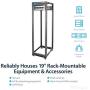 StarTech.com 42U Open Frame Server Rack - 4 Post Adjustable Depth (22'' to 40'') Network Equipment Rack w/ Casters/Levelers/Cable Management (4POSTRACK42),Black