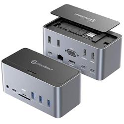 USB C Docking Station, UtechSmart 18in1 Quadruple Display Laptop Universal Docking Station for MacBook Pro & Windows,Thunderbolt 3 Dock with SSD Enclosure 3HDMI VGA 100WPD 5USB-A SD/TF Slot 3.5mm RJ45