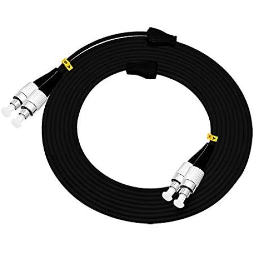 Jeirdus 5M FC to FC FC-FC Outdoor Armored Duplex 9/125 SM Fiber Optic Cable Jumper Optical Patch Cord 5Meters 16ft Singlemode