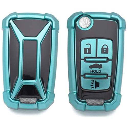 Royalfox(TM) Full Cover 2 3 4 Buttons TPU Silicone flip Remote Key Fob case Cover for Chevrolet Camaro Cruze Equinox Malibu SS Sonic Spark Volt Aveo,Buick Lacrosse Encore GL8 Regal Excelle (Green)