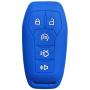 Coolbestda Silicone Key Fob Remote Skin Cover Case Holder Bag for Ford F-150 Lincoln Fusion MKZ Mustang MKC 5 Buttons Smart Key Blue