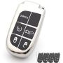 Royalfox 3 4 5 Buttons TPU Smart Remote Key Fob case Full Cover for Chrysler 300 200 Dodge Charger Challenger Dart Durango Journey,Jeep Grand Cherokee Renegade Fiat Freemont (Silver)