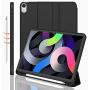 iMieet iPad Air 4th Generation Case 2020, iPad 10.9 Inch Case 2020 with Pencil Holder [Support Touch ID and iPad 2nd Pencil Charging/Pair], Trifold Stand Smart Case with Soft TPU Back (Black)