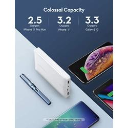 Upgraded Power Bank RAVPower 16750mAh Portable Charger Ultra-Compact External Battery Pack with 4.5A Max Output Phone Charger 2 USB Ports & Flashlight for iPhone 12 11 SE Samsung Galaxy S20 White