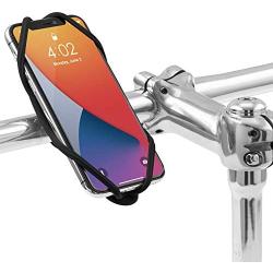 Bone Bike Tie 4 Bike Phone Mount for Handlebar, Bicycle / Motorcycle Universal Cell Phone Holder for 4.7'' - 7.2'' , Face ID Compatible, Ultra Light Silicone Bike Accessories - Black