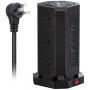 Power Strip Tower NVEESHOX Surge Protector 9 AC Outlets with 4 USB & 1 USB-C Ports 10FT/3M Widely Spaced Multi Outlets Power Strip Vertical for Home Office Cafe Dorm Room (Black)