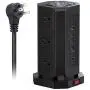 Power Strip Tower NVEESHOX Surge Protector 9 AC Outlets with 4 USB & 1 USB-C Ports 10FT/3M Widely Spaced Multi Outlets Power Strip Vertical for Home Office Cafe Dorm Room (Black)