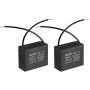 uxcell Ceiling Fan Capacitor CBB61 2uF 450V AC 2 Wires Metalized Polypropylene Film Capacitors 36.5x16x29.5mm for Water Pump Motor Generator, Pack of 2
