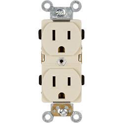 Morris Products Industrial Grade Duplex Receptacle - White, 20 Amp, 250 Volt – Shallow Design, 2 Pole, 3 Wire – GE Lexan, Steel Mounting Strap – UL Listed