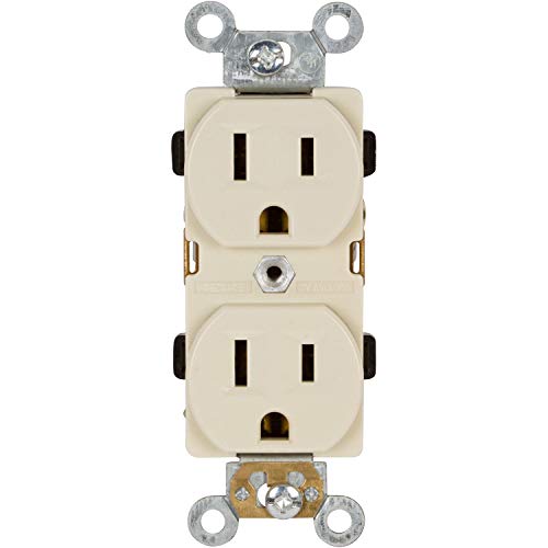 Morris Products Industrial Grade Duplex Receptacle - White, 20 Amp, 250 Volt – Shallow Design, 2 Pole, 3 Wire – GE Lexan, Steel Mounting Strap – UL Listed