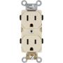 Morris Products Industrial Grade Duplex Receptacle - White, 20 Amp, 250 Volt – Shallow Design, 2 Pole, 3 Wire – GE Lexan, Steel Mounting Strap – UL Listed