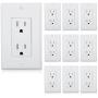 Maxxima Tamper Resistant Duplex Receptacle Standard Decorative Electrical Wall Outlet 15A White, Wall Plates Included (Pack of 10)