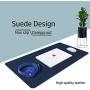 Leather Desk Pad Protector,Mouse Pad,Office Desk Mat,Non-Slip PU Leather Desk Blotter,Laptop Desk Pad,Waterproof Desk Writing Pad for Office and Home (Dark Blue,23.6'' x 13.7'')
