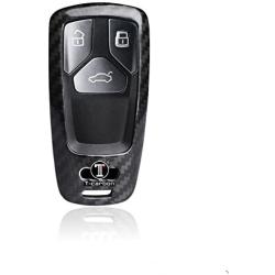 M.JVisun Genuine Carbon Fiber Key Fob Cover for Audi A4 A4L A5 A6 A7 A8 Q5 Q7 R8 RS Q3 RS4 RS5 RS7 S4 S5 S6 S7 S8 SQ5 SQ7 TT TTS TT-RS Smart Car Remote Key, Car Key Fob Case for Men Women - Black