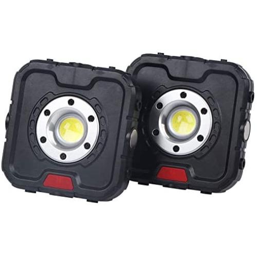 FISHNU COB LED Portable Floodlight - 5W New Multi-Function Hanging Battery Work Light - Strong Magnetic with Fixed Hanging Hook,Multiple Combinations Lights(2 Pack)