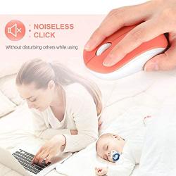 seenda Wireless Mouse, 2.4G Noiseless Mouse with USB Receiver Portable Computer Mice for PC, Laptop and Other Windows Devices - Orange & White