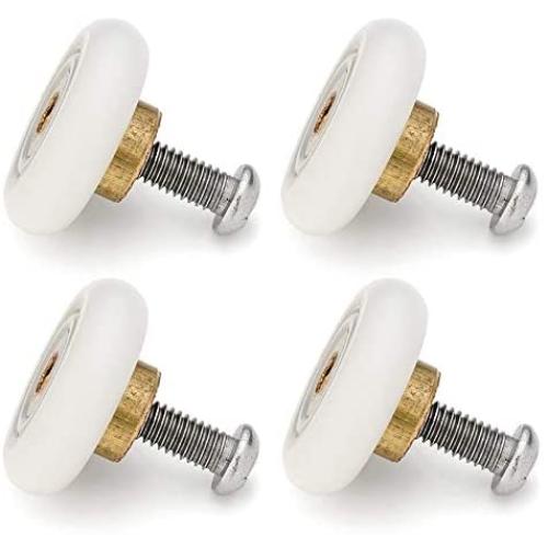 Set of 4 Dia 19mm Stainless Steel Shower Door Wheels Rollers Runners, White, 19mm x 5mm (Stainless steel-4PCS)