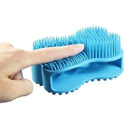 Emoly Upgraded Soft Silicone Body Brush Body，Scrubber Bath Shower Glove Exfoliating Skin SPA Massage Scrubber Cleanser, Antiskid Finger Sleeve for Baby Kids Wife Men Women Family (Blue)