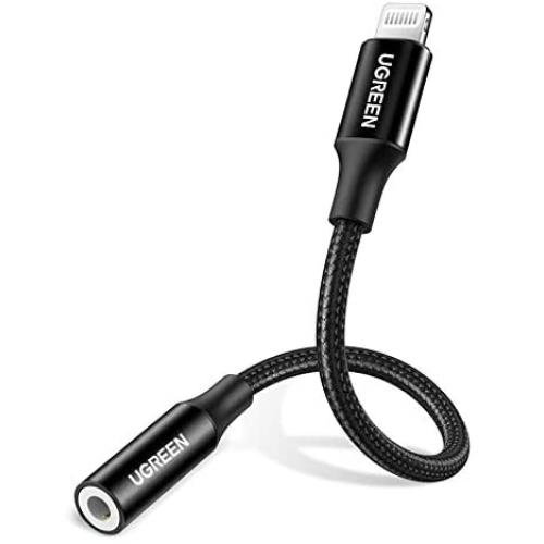 UGREEN Headphones Adapter for Apple MFi Certified iPhone Lightning to 3.5mm Jack Converter Compatible for iPhone 12 Pro SE 11 Pro Max X XR XS Max iPhone 7 7P 8 8P Black