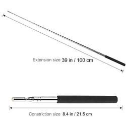 Telescopic Teachers Pointer,Teaching Pointer,Hand Pointer Extendable Telescopic Retractable Pointer Handheld Presenter Classroom Whiteboard Pointer, Extends to 39'' - Black (1)