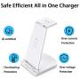 3 in 1 Wireless Charging Station, Phone Wireless Charger Stand Watch Charger Stand Compatible with iPhone 12 11 Pro Pro Max X XR XS 8 Samsung Galaxy S20+ S10 S9 iWatch 6/5/4/3/2 Airpods 2/Pro (White)