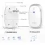 Wireless Doorbell Kit, 2 Plug-in Receivers, 2 Transmitters, 1300ft Range, 58Chimes, 4Level Sound, LED Indicator, Battery Included, Waterproof, Easy to Install, Silver, for House, Class, Office
