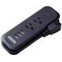 Travel Power Strip with USB - NTONPOWER 2 Outlets 3 USB Portable Desktop Charging Station, 15 inches Wrapped Short Extension Cord for for Hotels, Cruise, Nightstand, Airports, Conference Room - Black