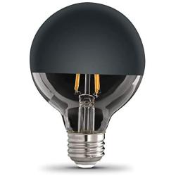 Feit Electric G2540/BLK/827/FIL/4 4.5W 40W Equivalent Dimmable 350 Lumen E26 Base Half Black Decorative LED G25 Globe Light Bulb, 4.3