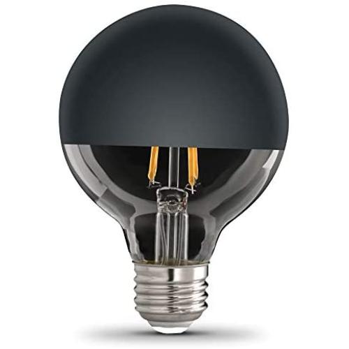 Feit Electric G2540/BLK/827/FIL/4 4.5W 40W Equivalent Dimmable 350 Lumen E26 Base Half Black Decorative LED G25 Globe Light Bulb, 4.3