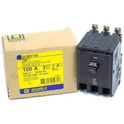 Square D QOB3100 Circuit Breaker (QOB) Standard, 100A, 3-Pole, 240 Vac, 3-Phase, Bolt-On, Black