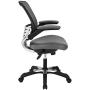 Modway Edge Mesh Back and White Vinyl Seat Office Chair With Flip-Up Arms - Computer Desks in Gray