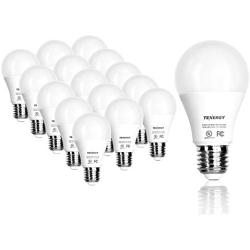 Tenergy 9W LED 60w Equivalent Light Bulb A19 LED Light Bulbs, 750 Lumens Energy Saving Lamp Soft/Warm White 2700K Lights, 16-Pack, Non-Dimmable