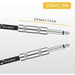 Donner Guitar Cable 20 ft, Low Noise Guitar AMP Cord, 1/4 Inch Instrument Cable for Electric Guitar Bass Straight to Straight Brown Yellow