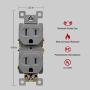 ENERLITES Tamper-Resistant Child Safe Duplex Receptacle Outlet, Residential Grade, 3-Wire, Self-Grounding, 2-Pole, 15A 125V, UL Listed, 61580-TR-GY-10PCS, Gray (10 Pack)