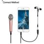 Mini Microphone,Singing Mic Equipment,Beautiful Vocal Quality,Mini Type Space Saving,Metal Frothing Process,3.5mm Audio Connector,Suitable for Laptop, iPhone, Android Phone (Golden)