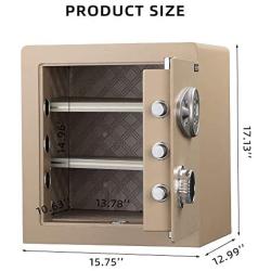 SECUSTAR Home Safe Fingerprint Access Biometric Bigger Steel Security Cabinet Safe Luxury Interior and Laser Cut Door 1.6 Cu Ft Gold