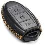 Vitodeco Leather Smart Key Fob Case Cover for 2020 Nissan Versa, Sentra, Altima, Maxima, Rogue, 2020 Infiniti Q50, Q60, QX50, QX60, QX80 and More Models (3 Buttons, Black)