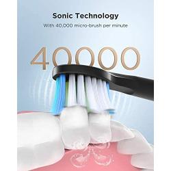 Electric Toothbrush, Fairywill Sonic Toothbrush ADA Accepted for Adults and Kids with 8 Bursh Heads, Ultra Cleaning 5 Modes 2 Hours Charging for 30 Days Use, E11 Black Rechargeable Power Toothbrush
