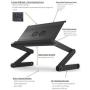 WorkEZ Cool Adjustable Laptop Cooling Stand & Lap Desk Tray for Bed Couch with 2 Fans 3 USB Ports Mouse Pad. Ergonomic Aluminum Height tilt Angle MacBook Riser Portable Standing Desk Converter,Black