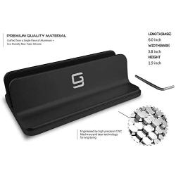 Adjustable Laptop Stand Dock | Compatible with All Laptops | Vertical Modern Aluminum Custom Fit Desktop Space-Saving (Black)