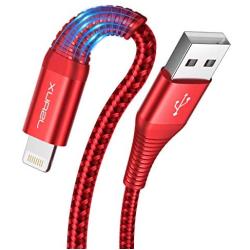Lightning iPhone Charger Cable 2-Pack 6ft, JSAUX[Apple MFi Certified] Nylon Braided USB Fast Charging Cord Compatible with iPhone X Xs XR / 8/8 Plus / 7/7 Plus / 6 /6S Plus / 5 /5S / iPad(Red)