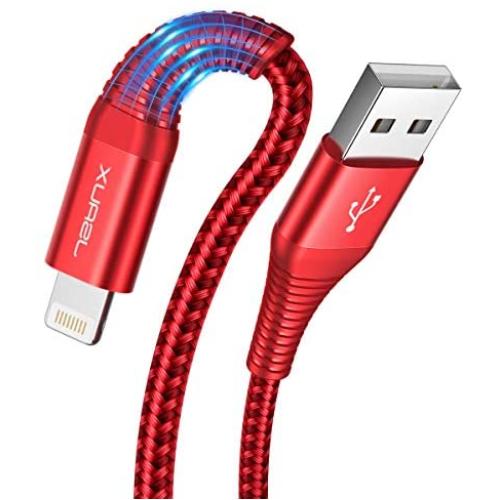 Lightning iPhone Charger Cable 2-Pack 6ft, JSAUX[Apple MFi Certified] Nylon Braided USB Fast Charging Cord Compatible with iPhone X Xs XR / 8/8 Plus / 7/7 Plus / 6 /6S Plus / 5 /5S / iPad(Red)