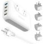 Sokoo Voltage Converter Step Down 220V to 110V, International Travel Adapter/ Power Converter Use for EU/UK/AU/US/India, More Than 150 Countries. 2 Outlet, 4 Port USB Quick Charger 3.0 White