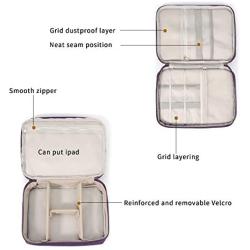 Uzsoeey Electronics Accessories Travel Organizer Bag - Waterproof Portable Double Layer Cable Storage Bag for Charger, Phone, Mini Tablet, SD Card, Purple