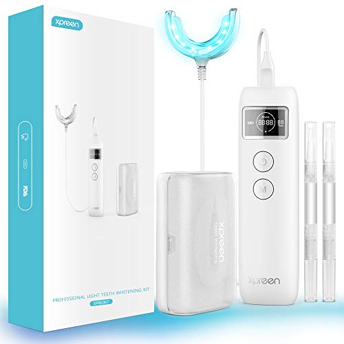 Teeth Whitening Kit with Led Light, Professional Teeth Whitener for Sensitive Teeth, Teeth Tray, Whitening Gel, Custom Tray Case, 15 Min Express Teeth Whitening System