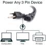 C2G Replacement Power Cable For Computers, TVs, Monitors, & More - 10 Black Universal Cord Works With Any 3 Pin AC Power Connection - 18 Gauge Wire (03134)