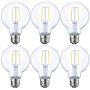 Dimmable LED Edison Light Bulb, G25 (G80) Globe Shape, Clear Glass, 40 Watt Equivalent, 2700K Soft White, Christmas Light, E26 Standard Base, UL Listed, 6-Pack