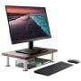 Monitor Stand for Computer & Laptop Screen - Solid Bamboo Riser Supports The Heaviest Monitors, Printers, or TVs - Perfect Shelf Organizer for Office Desk Accessories & TV Stands (Brown)
