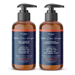 Aquableu Raw Apple Cider Vinegar Shampoo and Conditioner Set - Clarifying - Anti Frizz & Dandruff - Promotes Hair Growth - No Sulfate or Parabens - Safe for Color Treated Hair - Men & Woman 16oz